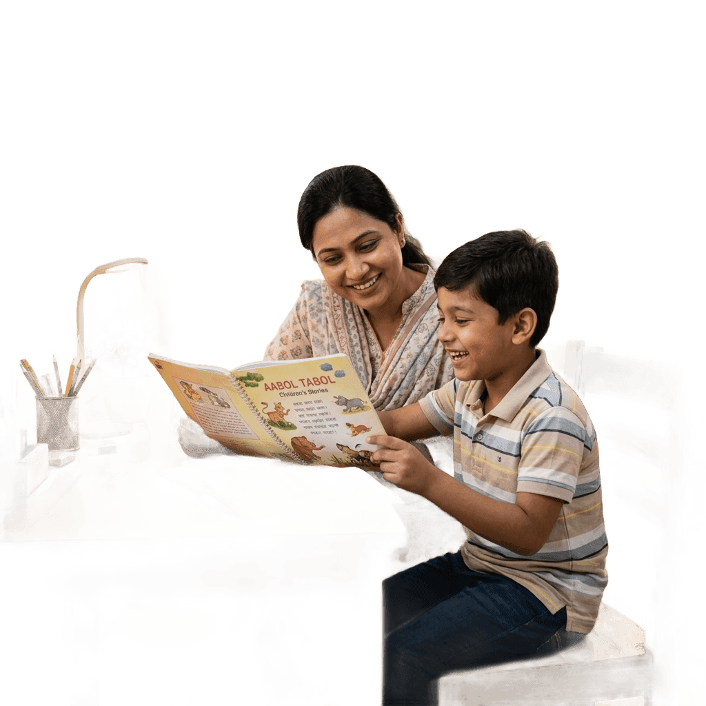 Mother and Child Studying with Guidance